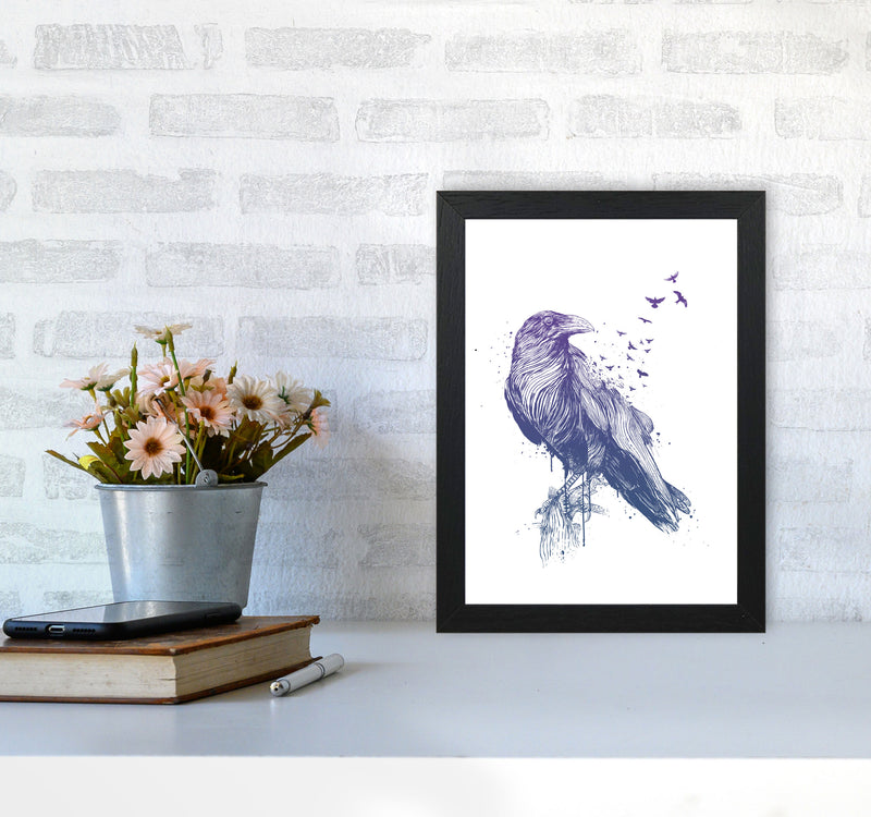 Born To Be Free Raven Animal Art Print by Balaz Solti A4 White Frame