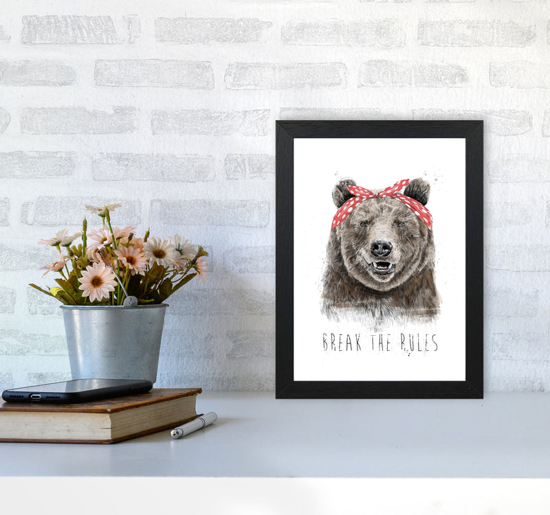 Break The Rules Grizzly Animal Art Print by Balaz Solti A4 White Frame
