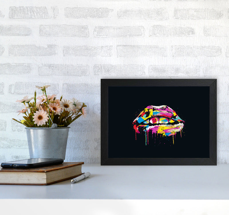 Colourful Lips Modern Art Print by Balaz Solti A4 White Frame