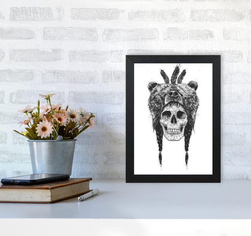 Dead Shaman B&W Gothic Art Print by Balaz Solti A4 White Frame