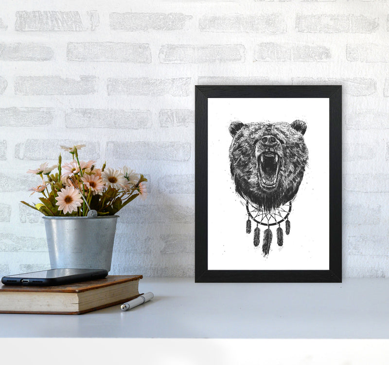 Don't Wake The Bear Animal Art Print by Balaz Solti A4 White Frame