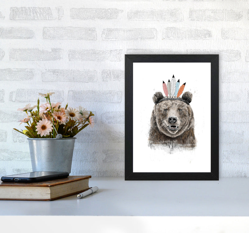 Festival Bear Animal Art Print by Balaz Solti A4 White Frame