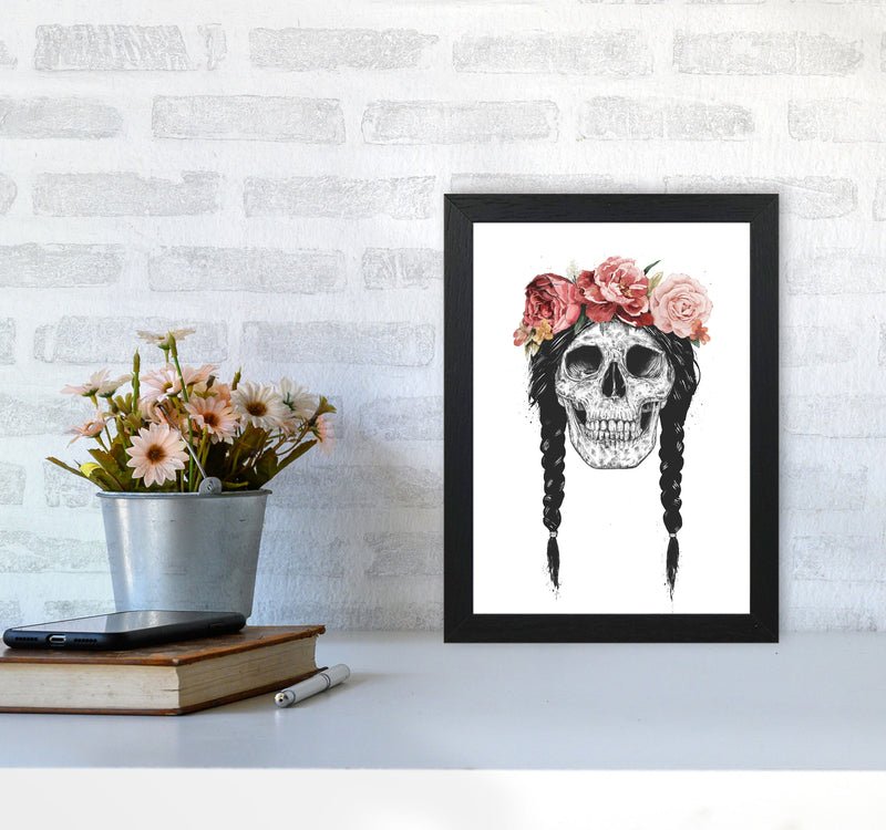 Festival Floral Skull Art Print by Balaz Solti A4 White Frame