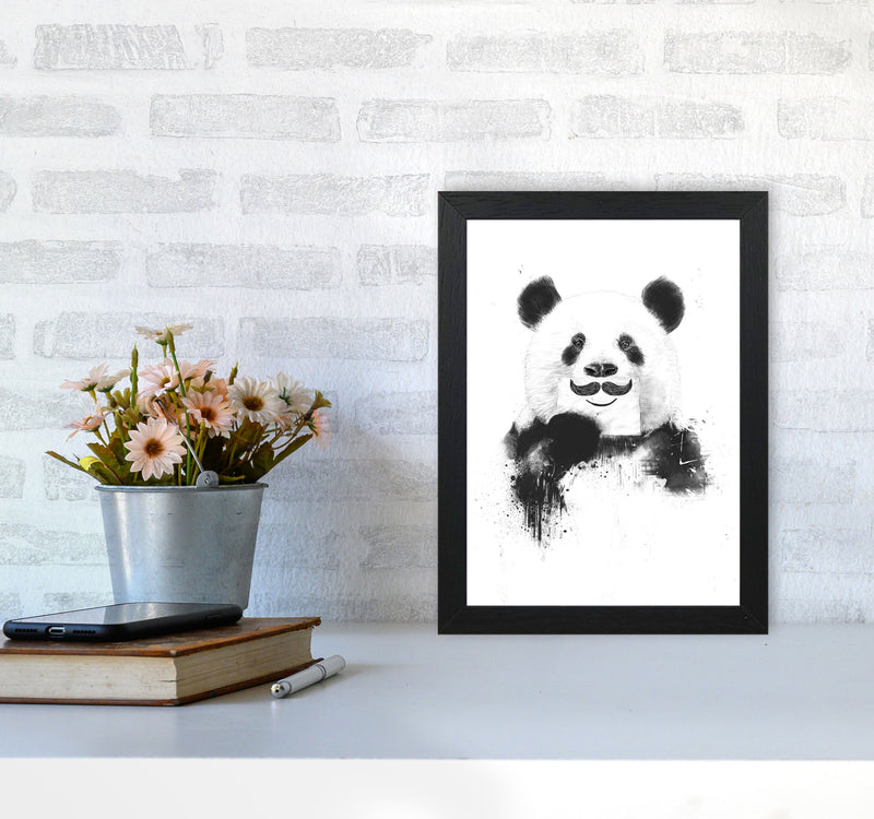 Funny Panda Animal Art Print by Balaz Solti A4 White Frame