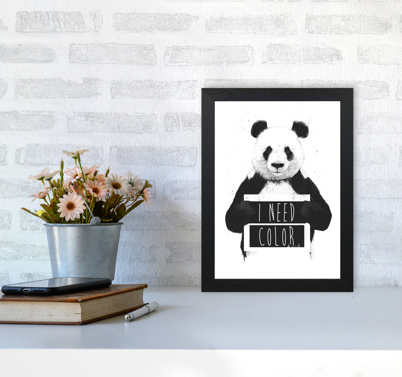 I Need Colour Panda Animal Art Print by Balaz Solti A4 White Frame