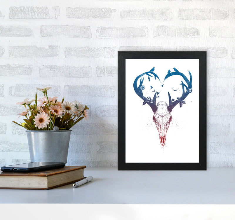 Never-ending Love Deer Skull Animal Art Print by Balaz Solti A4 White Frame