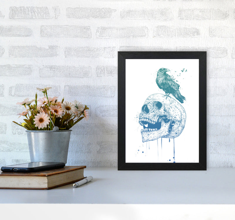 Skull & Raven Colour Animal Art Print by Balaz Solti A4 White Frame