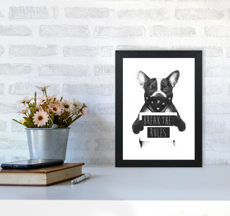 Rebel Bulldog Animal Art Print by Balaz Solti A4 White Frame