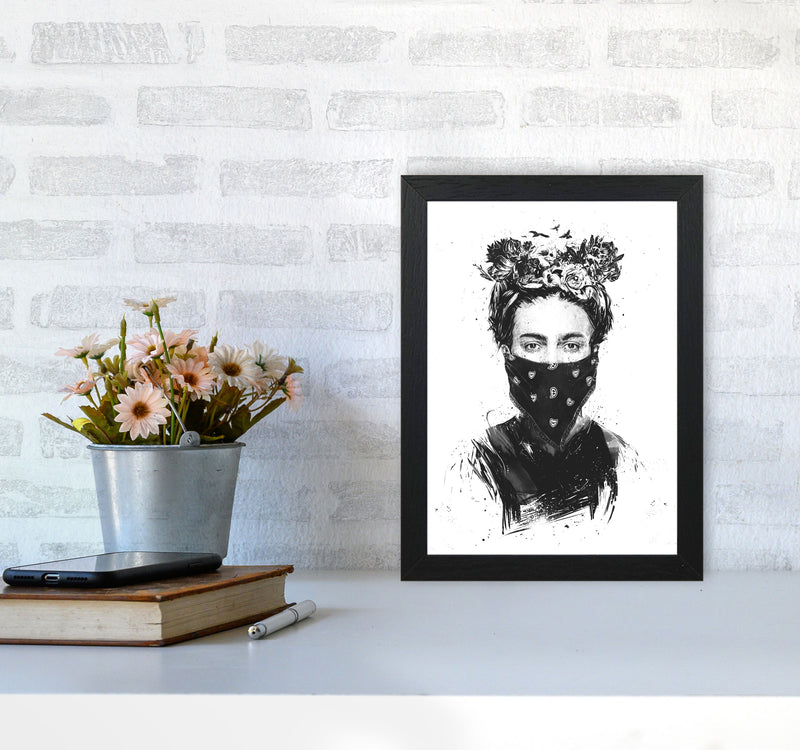 Rebel Girl Art Print by Balaz Solti A4 White Frame
