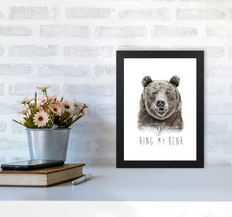 Ring My Bear Animal Art Print by Balaz Solti A4 White Frame