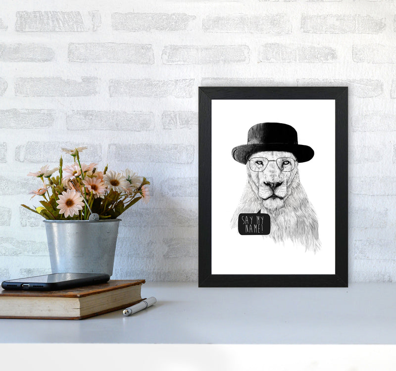 Say My name Lion Animal Art Print by Balaz Solti A4 White Frame