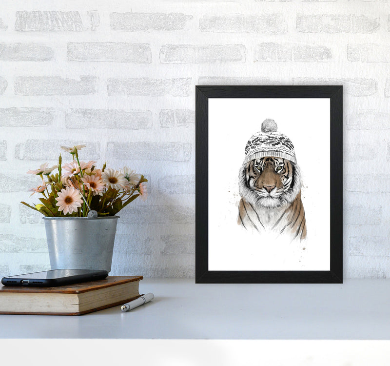 Siberian Tiger Animal Art Print by Balaz Solti A4 White Frame