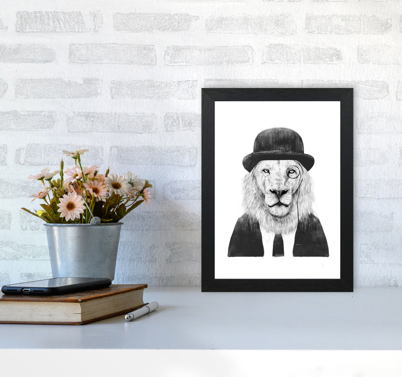 Sir Lion Animal Art Print by Balaz Solti A4 White Frame
