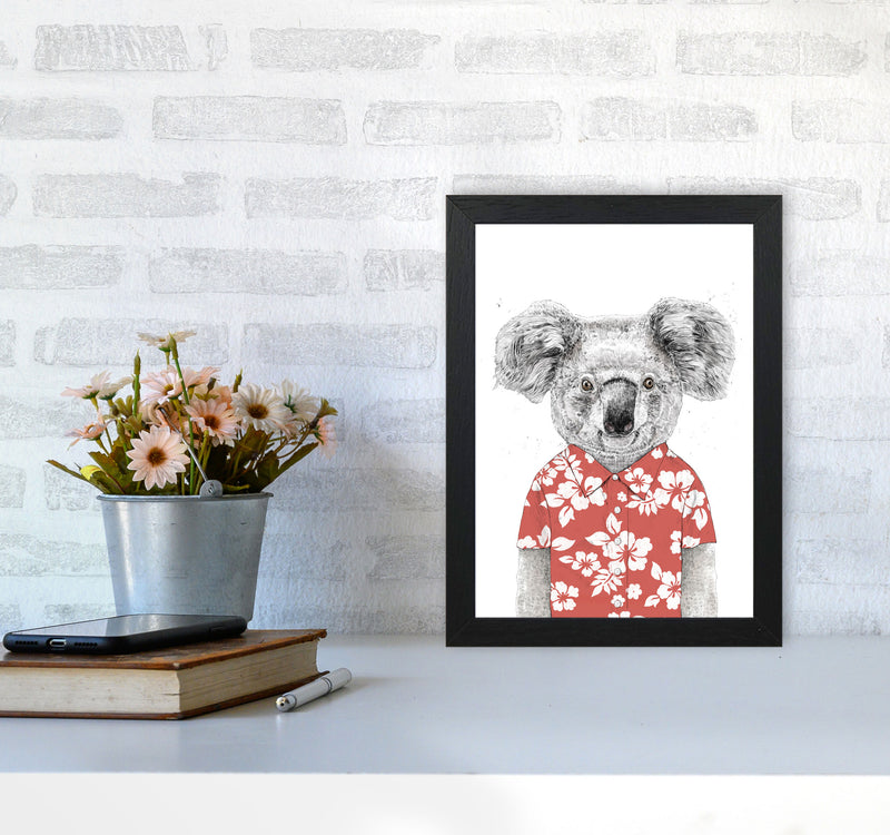 Summer Koala Red Animal Art Print by Balaz Solti A4 White Frame