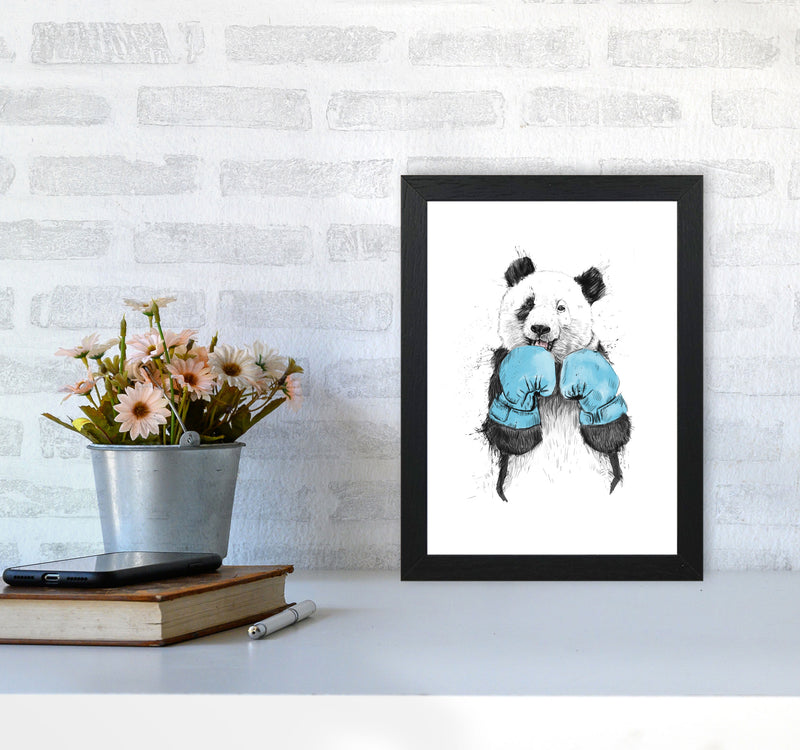 The Winner Boxing Panda Animal Art Print by Balaz Solti A4 White Frame