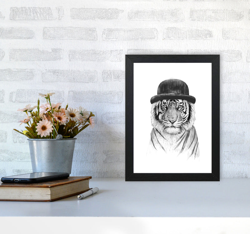 Welcome To The Jungle Tiger Animal Art Print by Balaz Solti A4 White Frame