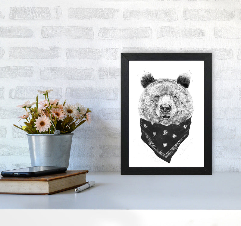 Wild Bear Animal Art Print by Balaz Solti A4 White Frame