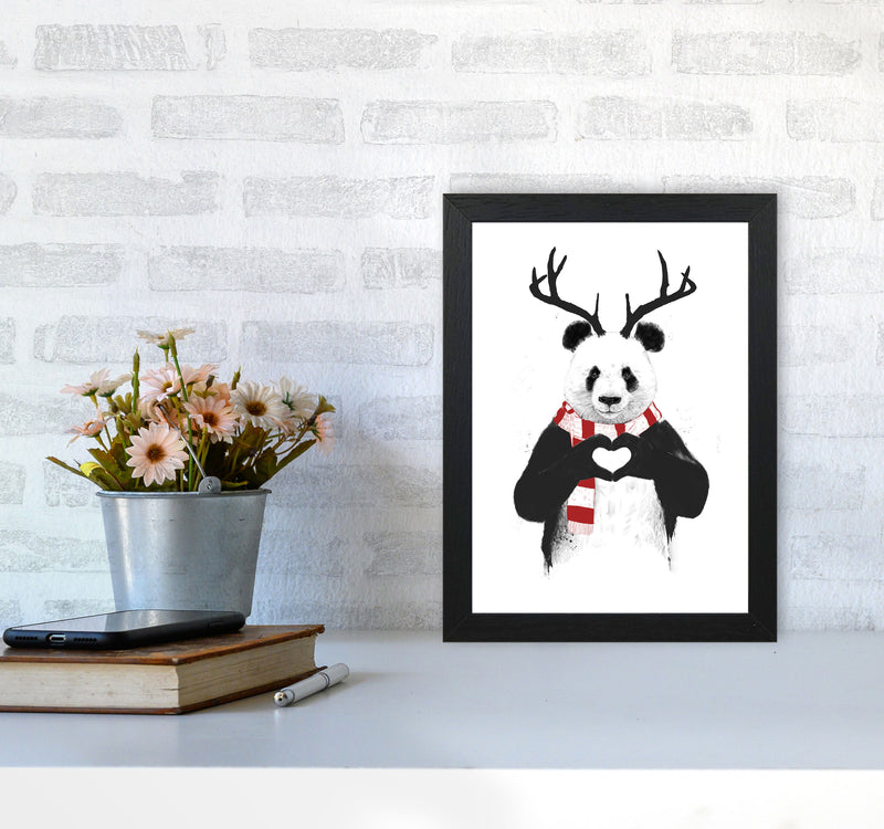 Christmas Panda Animal Art Print by Balaz Solti A4 White Frame