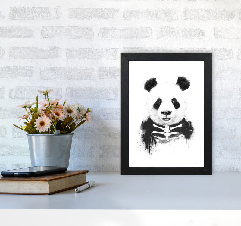 Zombie Panda Animal Art Print by Balaz Solti A4 White Frame