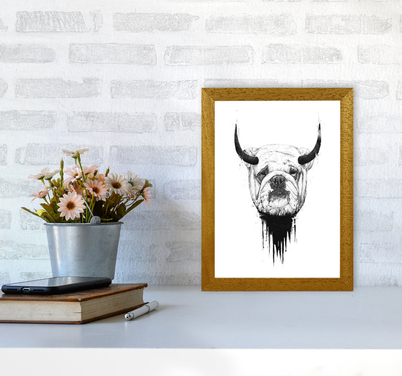 Bulldog Horns Animal Art Print by Balaz Solti A4 Print Only