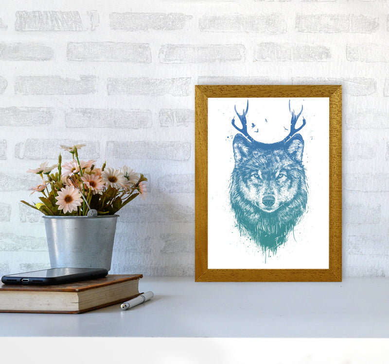 Deer Wolf Animal Art Print by Balaz Solti A4 Print Only