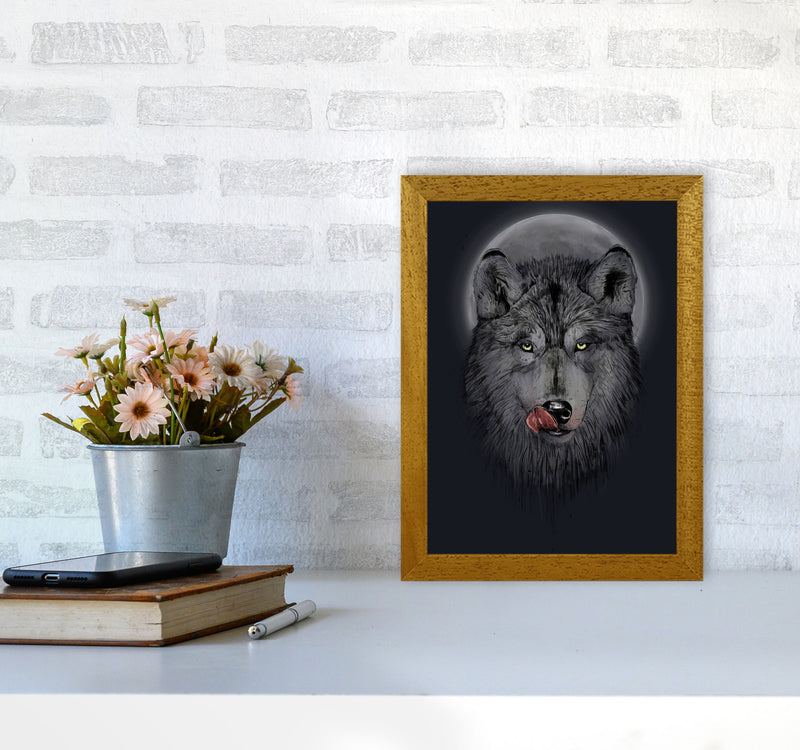 Dinner Time Wolf Night Animal Art Print by Balaz Solti A4 Print Only
