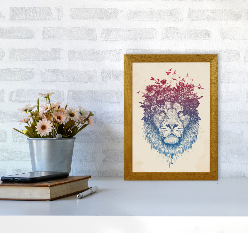 Floral Lion Animal Art Print by Balaz Solti A4 Print Only