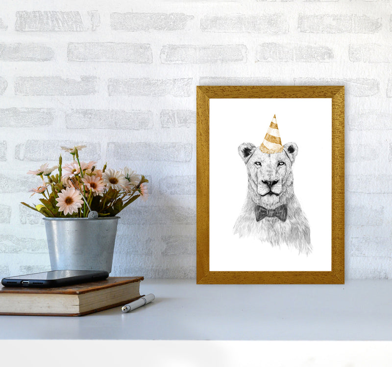 Get The Party Started Lion Colour Animal Art Print by Balaz Solti A4 Print Only