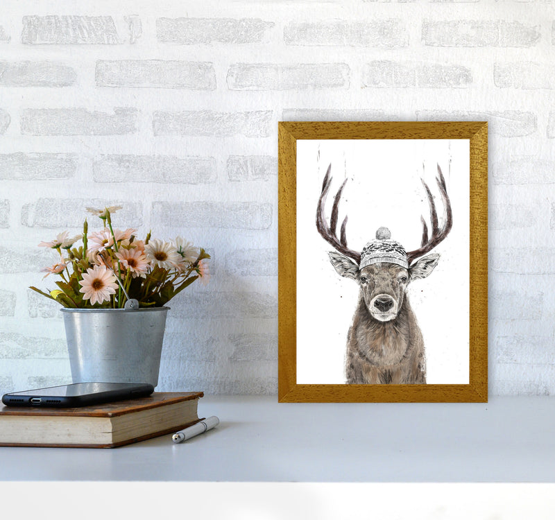 Lets Go Outside Reindeer Animal Art Print by Balaz Solti A4 Print Only