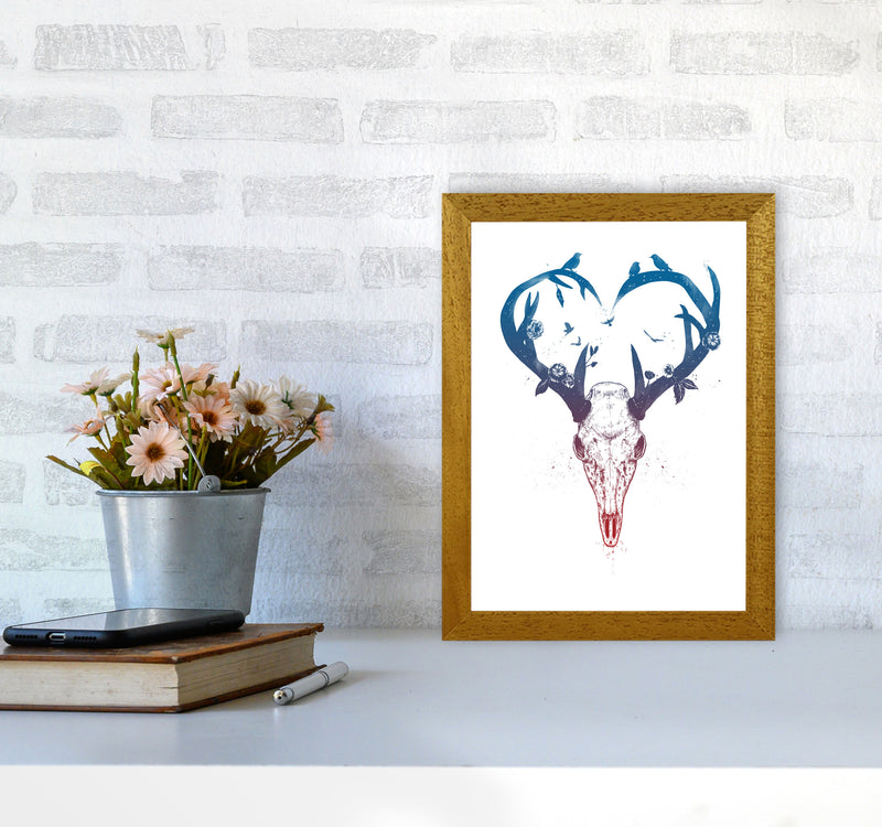 Never-ending Love Deer Skull Animal Art Print by Balaz Solti A4 Print Only