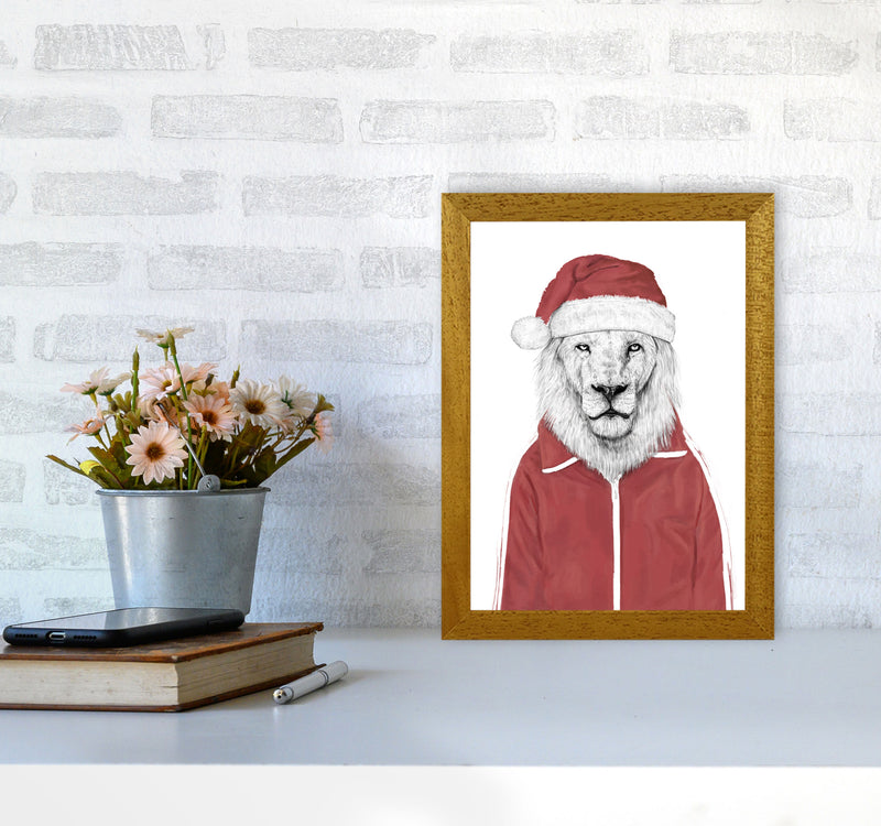 Santa Lion Animal Art Print by Balaz Solti A4 Print Only