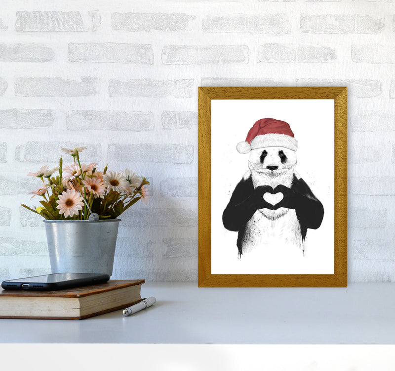 Santa Panda Animal Art Print by Balaz Solti A4 Print Only