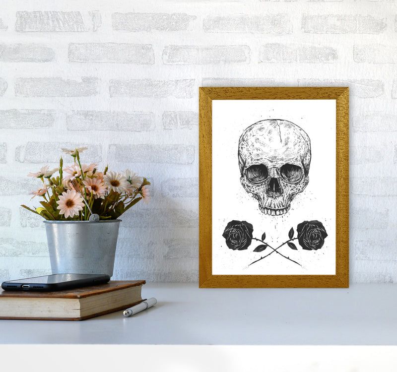 Skull And Roses Gothic Art Print by Balaz Solti A4 Print Only