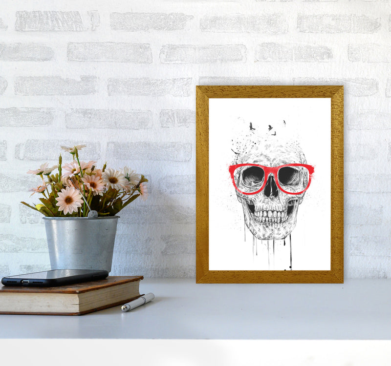 Skull With Red Glasses Art Print by Balaz Solti A4 Print Only