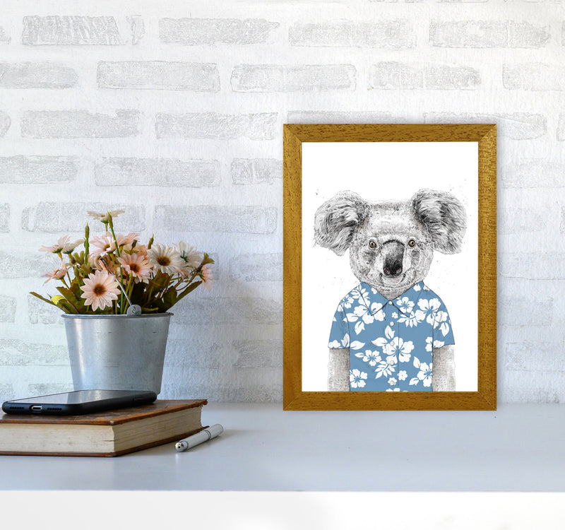 Summer Koala Blue Animal Art Print by Balaz Solti A4 Print Only