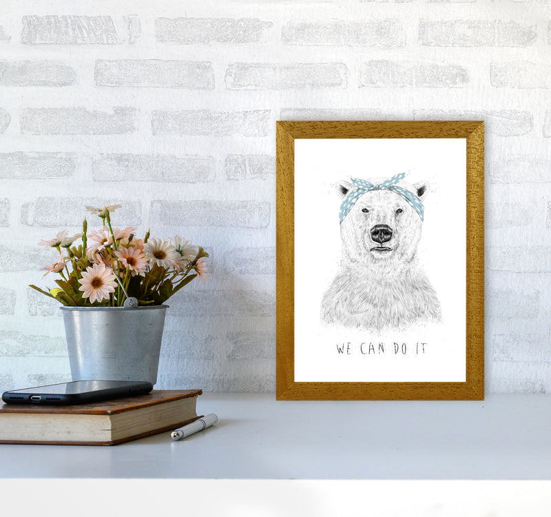 We Can Do It Bear Animal Art Print by Balaz Solti A4 Print Only