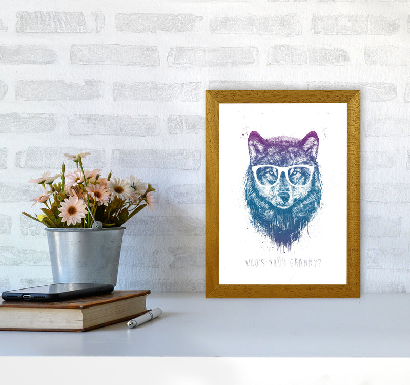 Who's Your Granny? Wolf Colour Animal Art Print by Balaz Solti A4 Print Only