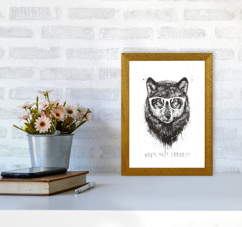 Who's Your Granny? Wolf B&W Animal Art Print by Balaz Solti A4 Print Only