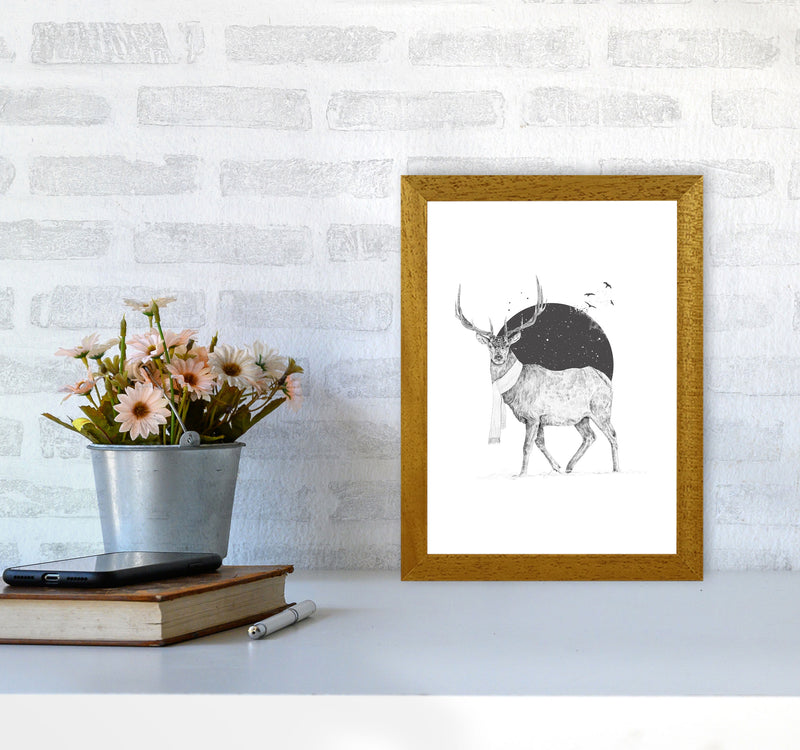 Winter Is All Around Stag Animal Art Print by Balaz Solti A4 Print Only