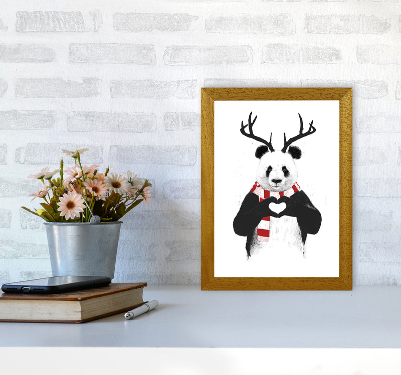 Christmas Panda Animal Art Print by Balaz Solti A4 Print Only