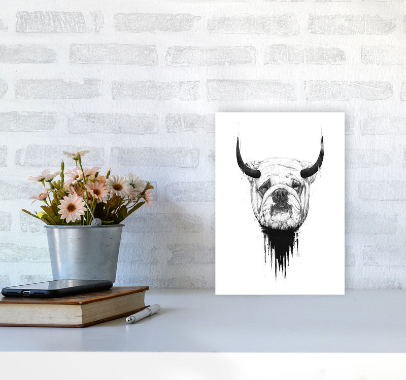 Bulldog Horns Animal Art Print by Balaz Solti A4 Black Frame