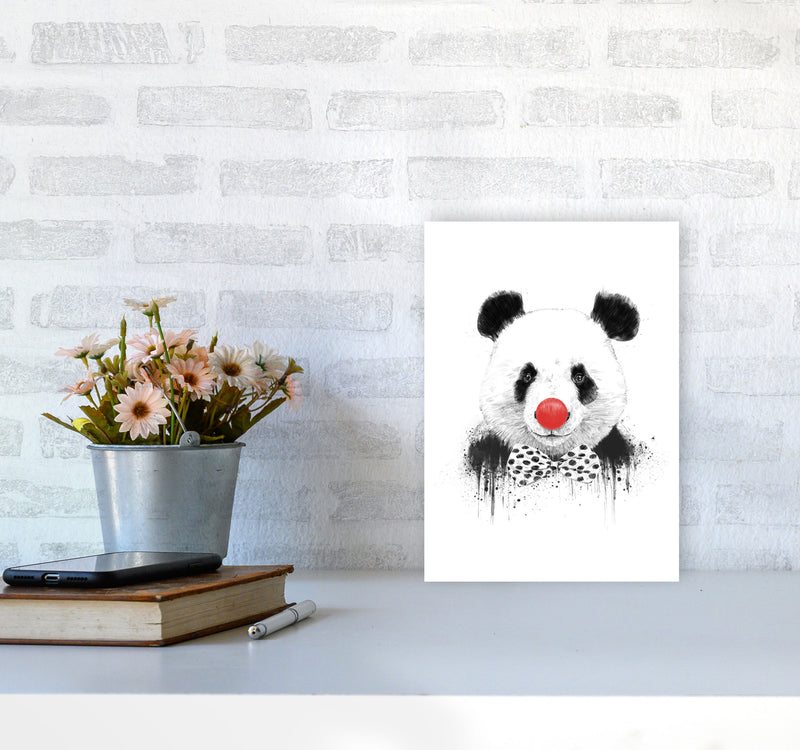 Clown Panda Animal Art Print by Balaz Solti A4 Black Frame