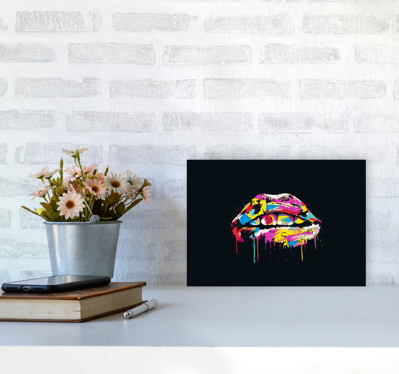 Colourful Lips Modern Art Print by Balaz Solti A4 Black Frame