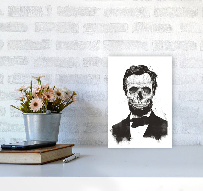 Dead Lincoln Skull B&W Modern Art Print by Balaz Solti A4 Black Frame