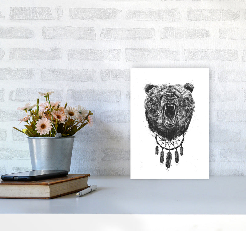 Don't Wake The Bear Animal Art Print by Balaz Solti A4 Black Frame