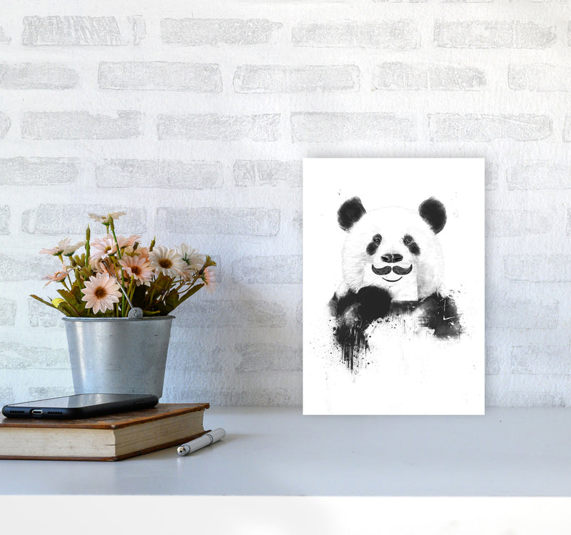 Funny Panda Animal Art Print by Balaz Solti A4 Black Frame