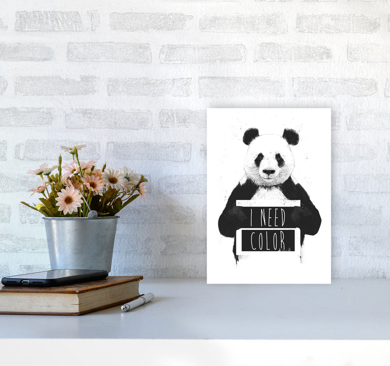 I Need Colour Panda Animal Art Print by Balaz Solti A4 Black Frame