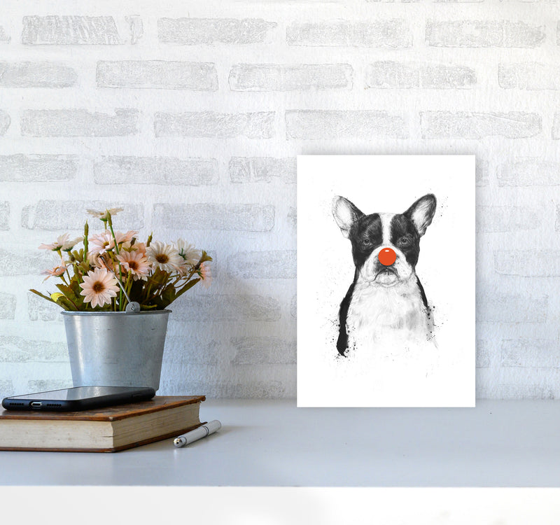 I'm Not Your Clown Bulldog Animal Art Print by Balaz Solti A4 Black Frame