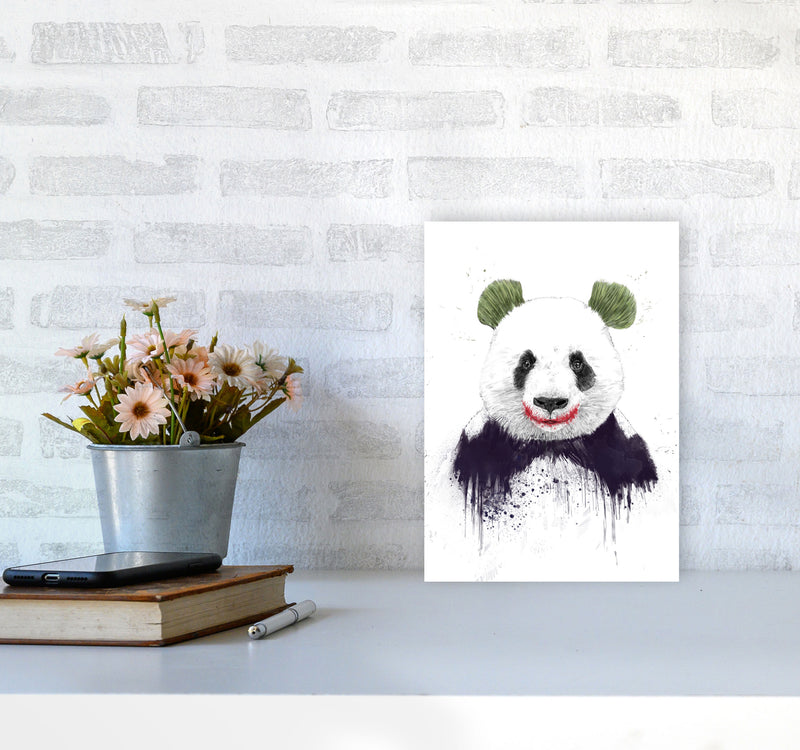 Jokerface Panda Animal Art Print by Balaz Solti A4 Black Frame