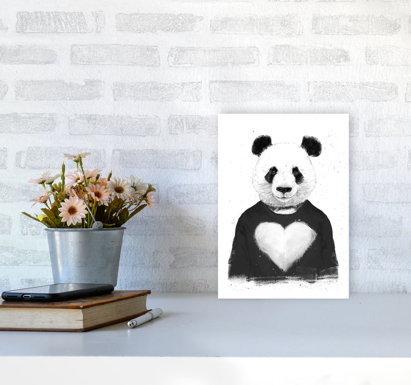 Lovely Panda Animal Art Print by Balaz Solti A4 Black Frame